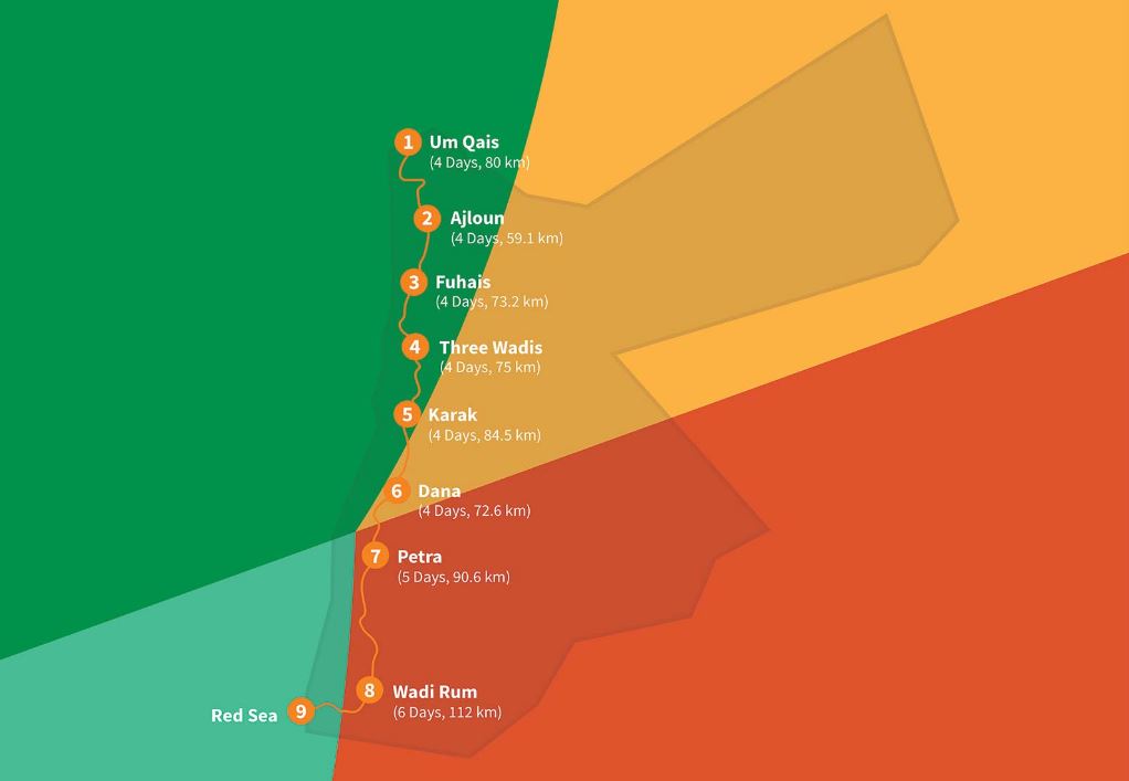 jordan trail route kaart
